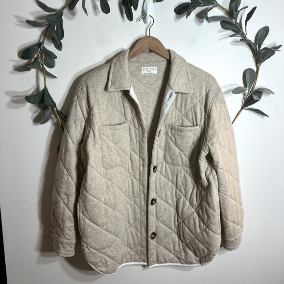 Z Supply Tan Quilted Shacket - Picture 1 of 5
